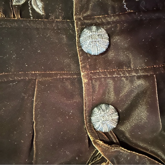 Nanette Lepore Women's 0 Vintage y2K Brown Crushed Velvet Floral Blazer Jacket - Picture 7 of 11